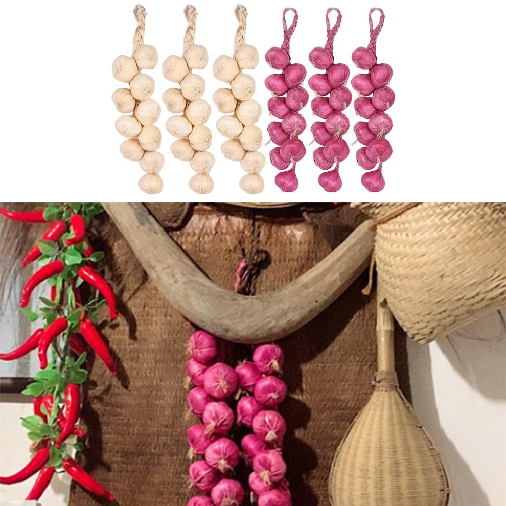 6Pcs Fake Garlic String Decoration Lifelike Multi-Color Kitchen Accent Kitchen Decor For Rustic Or Modern Interiors