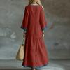 Women's V-Neck Loose Fit Bohemian Patchwork Slit Dress