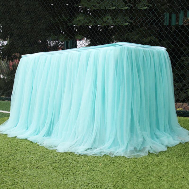 Tulle Table Skirt Elastic Mesh Tulle Tableware Tablecloth For Holiday Party Table Skirt Baby Shower Wedding Party Decor 100x75cm