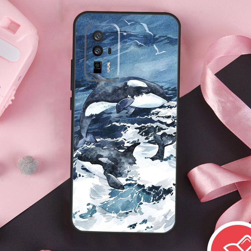 Shark and Killer Whale Case For Xiaomi 11T 12T 13T 14T Pro Mi 15 13 14 Ultra POCO X7 Pro X3 X5 X6 F5 F6 F7 Cover