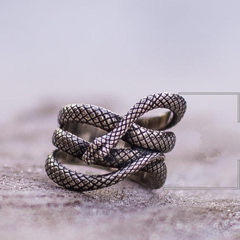 Cao Shi 2021 Retro Silver-Plated Snake Unisex Ring