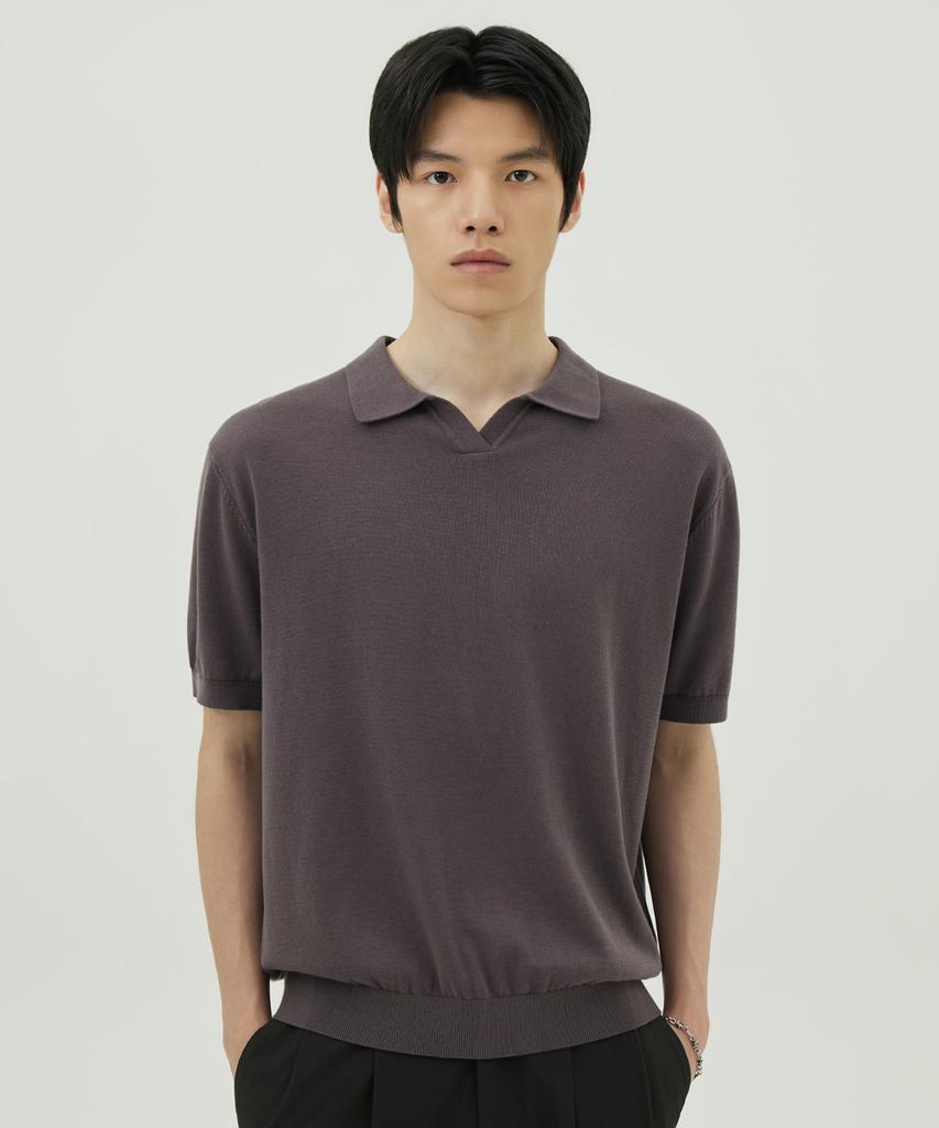 THEKNITCOMPANY Lecture Cotton Knitted Collared T-Shirt 6 Colors (Type A)