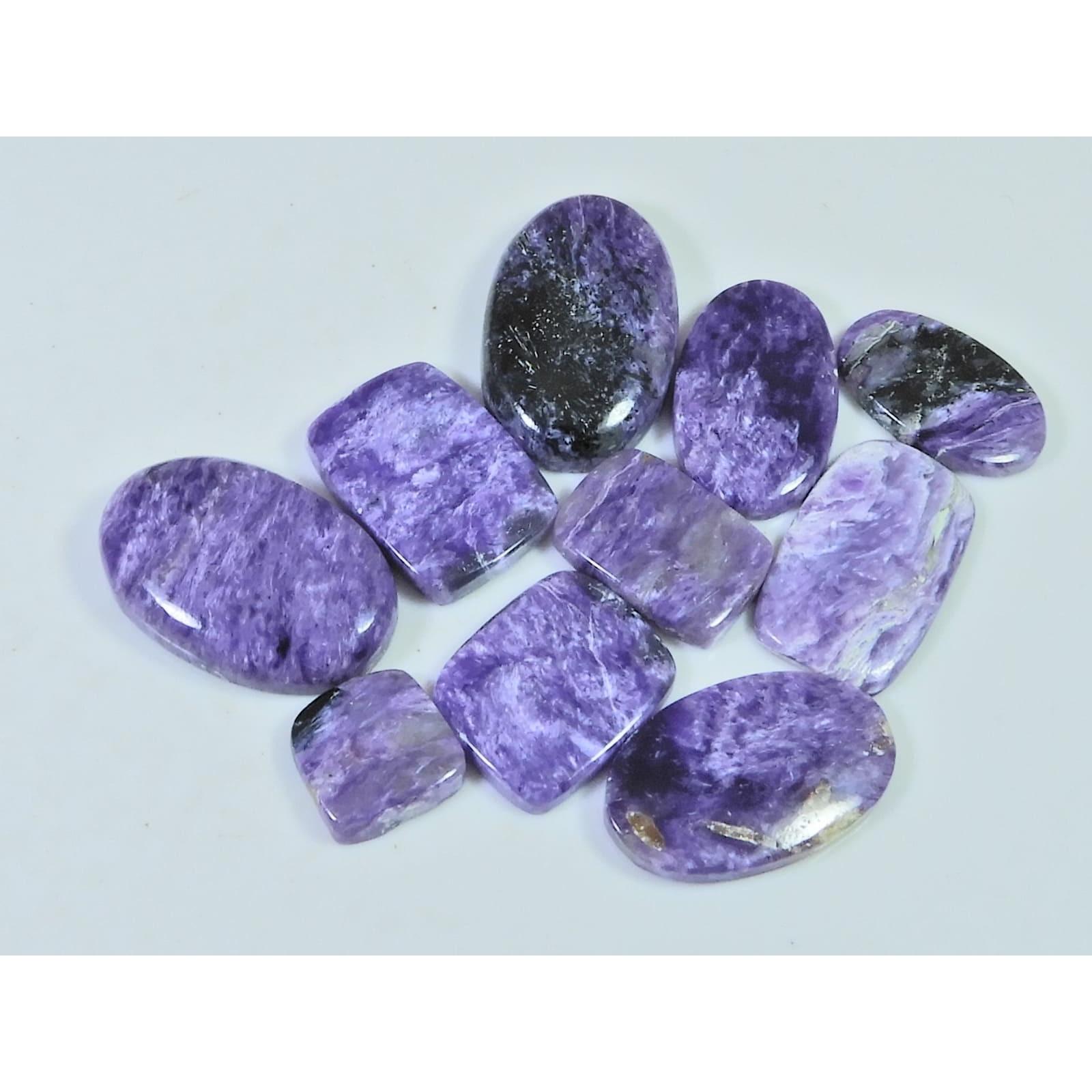 108Cts. Natural Purple Charoite Mix Cabochon Loose Gemstone 10 Pcs Lot C-2361
