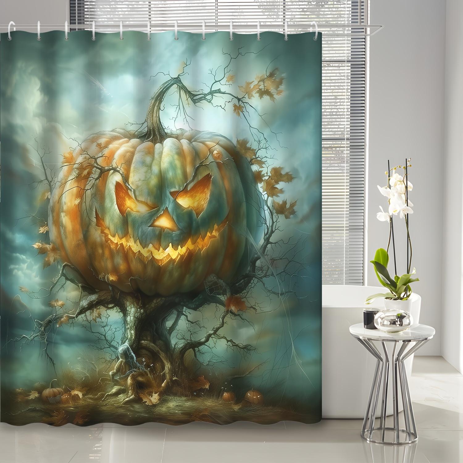 

1Pc Halloween Gift Creative Abstract Huge Pumpkin Lamp Dead Tree And Branch Shower Curtain, Bathroom Decoration, Including W60H190(CM)-1 Pcs