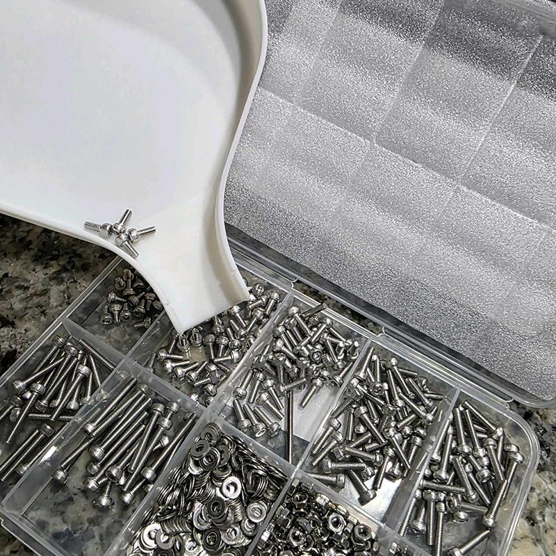Funnel Tray With Barrier Plug Screw Nut And Bead Storage Tools Plastic Small Items Storage Box Tools Tray Portable Sorting Tray
