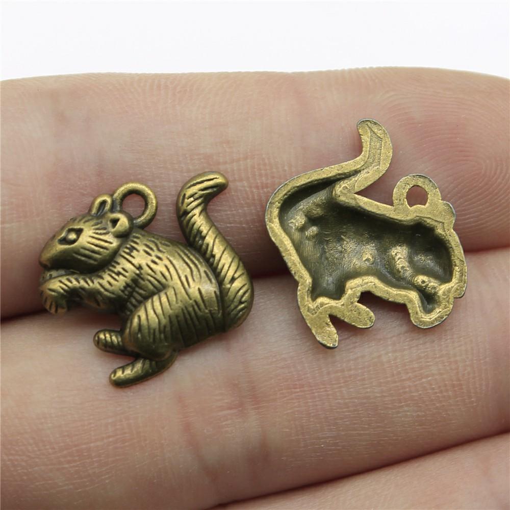 20pcs Animal Squirrel Charms Tibetan Bronze Silver Color Pendants Antique Jewelry Making DIY Handmade Craft