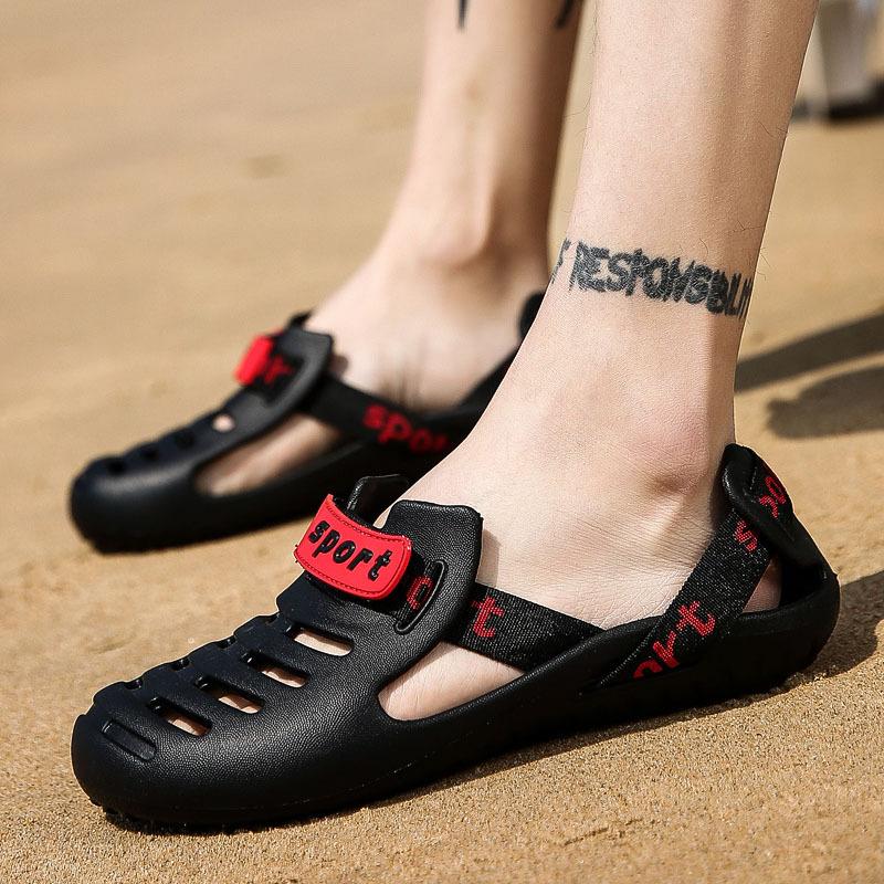 Beach Shoes Men's Summer Wear Large Size Half Slippers Go Out Driving Hollow Sandals Personalized Outdoor Men's Sandals