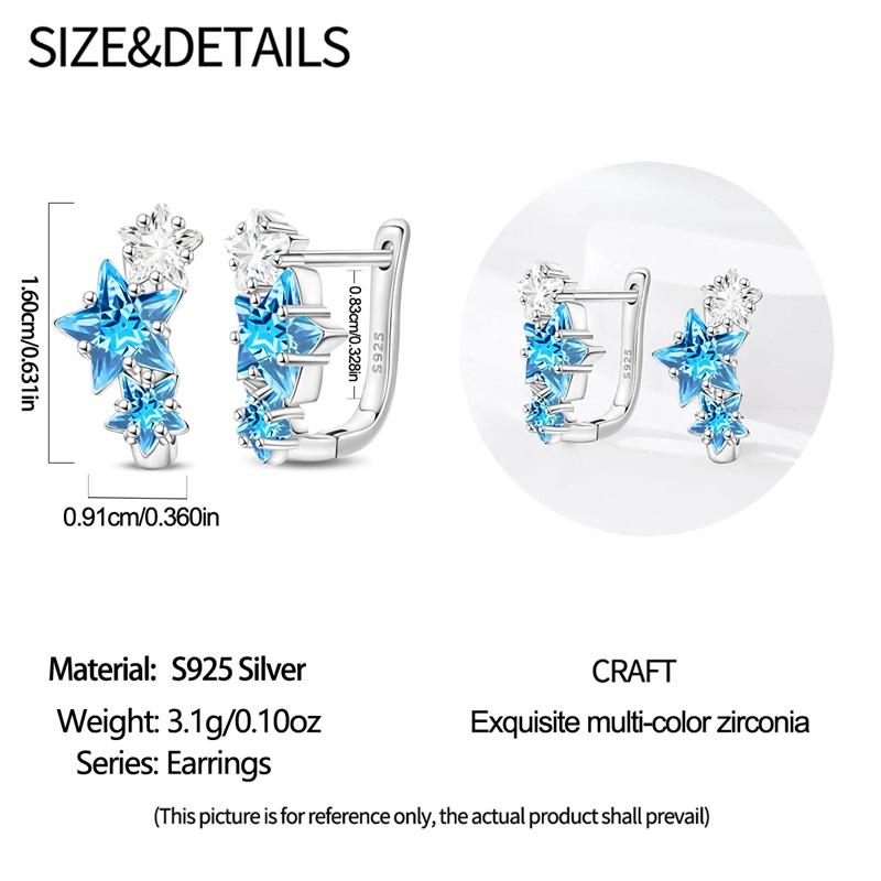 Snowflake Zircon Earrings Star Petal 925 Sterling Silver Women Zircon Ear Studs Sparkling Pave Hoop Earring Jewelry Gift