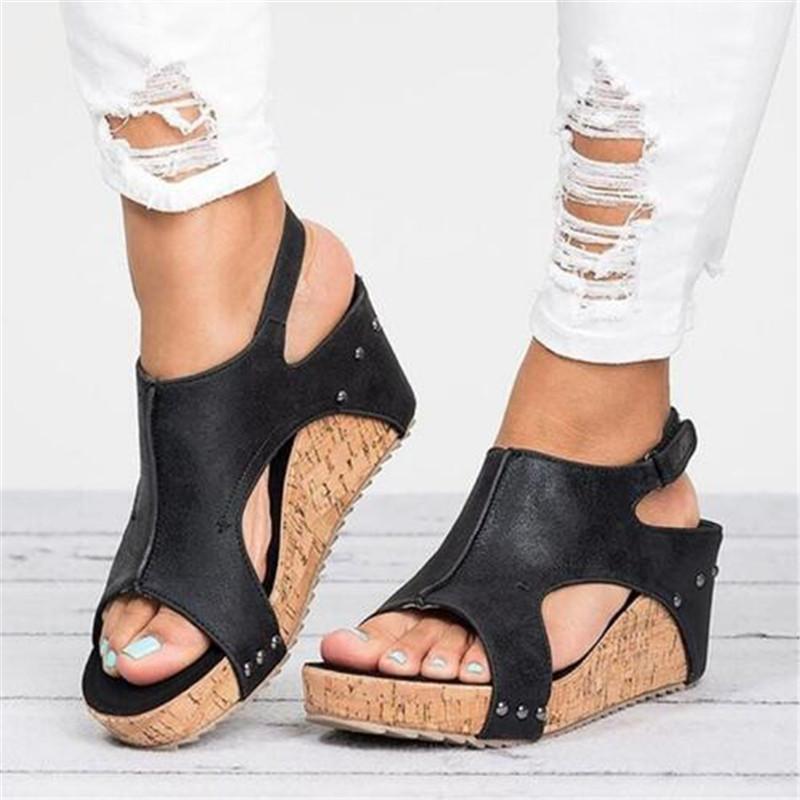 Women Sandals  Platform Sandals Wedges Shoes For Women Heels Sandalias Mujer Summer Shoes Leather Wedge Heels Sandals 43