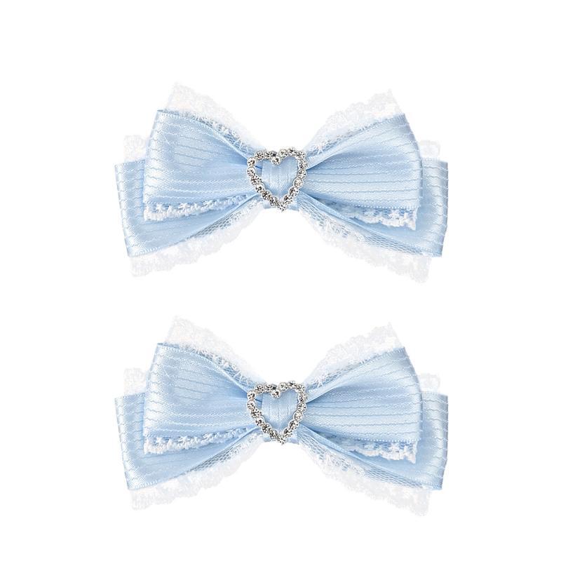 Lace Stripe Satin Bow Hair Clip Heart Rhinestone Barrettes Women Lolita Daily Wedding Party Hair Accessories Hair Clips Forwomen