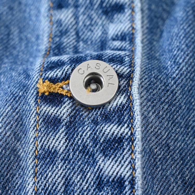 ZIMOXUAN Damen-Frühlings- und Herbst-Neuzugänge, Vintage-Jeansjacke in Blau mit hoher Taille, stilvolle Cowboy-Kurzjacke