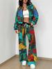 Simple Popular Autumn and Winter New European and American Women's Clothing Yellow-green Camouflage Printing Suit Women