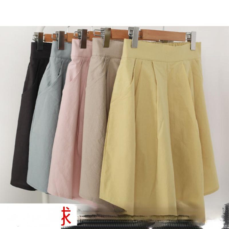 Short taille haute grande taille pour femme, pantalon ample à jambes larges, couleur unie, décontracté, tendance