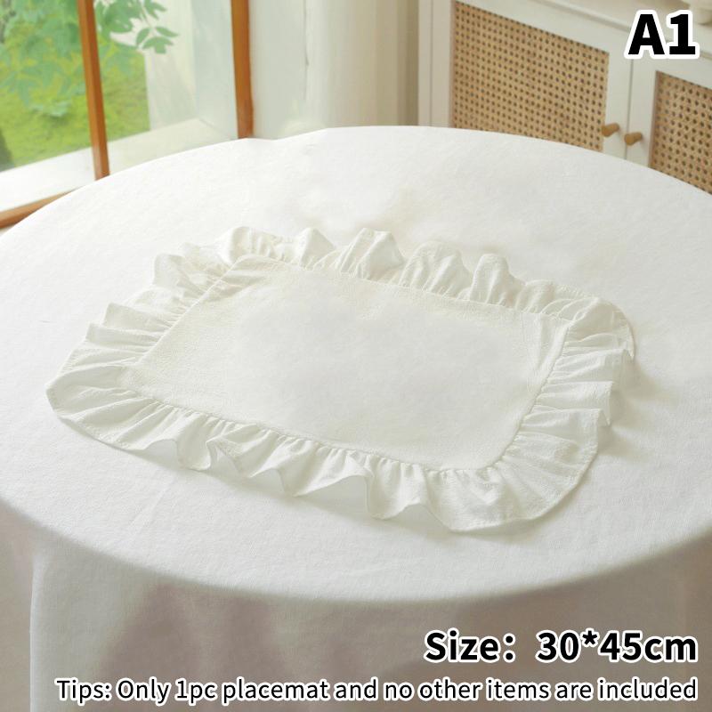 Minimalist Stripe Ruffle Placemat Coffee Table Mat, Baking Food Photography Napkin Home Desktop Decoration&