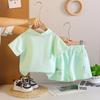 Boys' Stylish Summer Polo Shirt Two-Piece Set with Lapel Short Sleeves