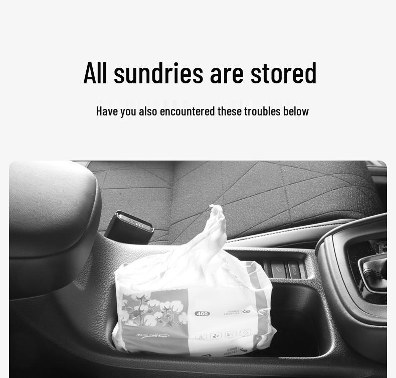 Car Hanging Trash Can and Storage Bag with Tissue Box Holder