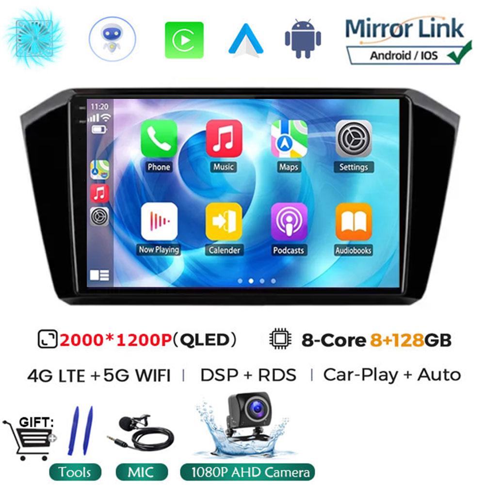 10.1 Inch  Car Radio Android 14 For VW Volkswagen passat B8 2015 - 2020Wireless Carplay Auto Multimedia ADAS AHD RDS Video DSP
