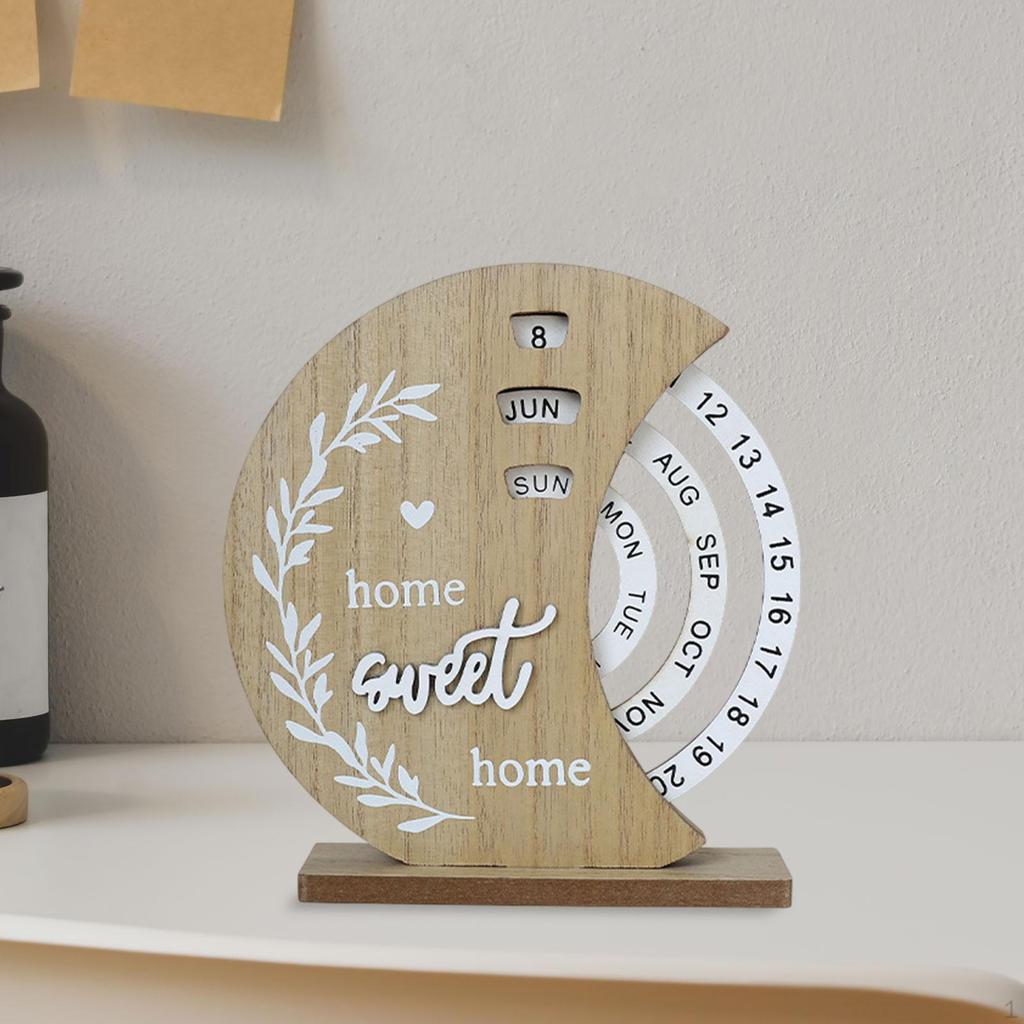 Desk Calendar Accessories Collection Indoor Gift Decorative Desktop Multifunctional Rotatable Wood