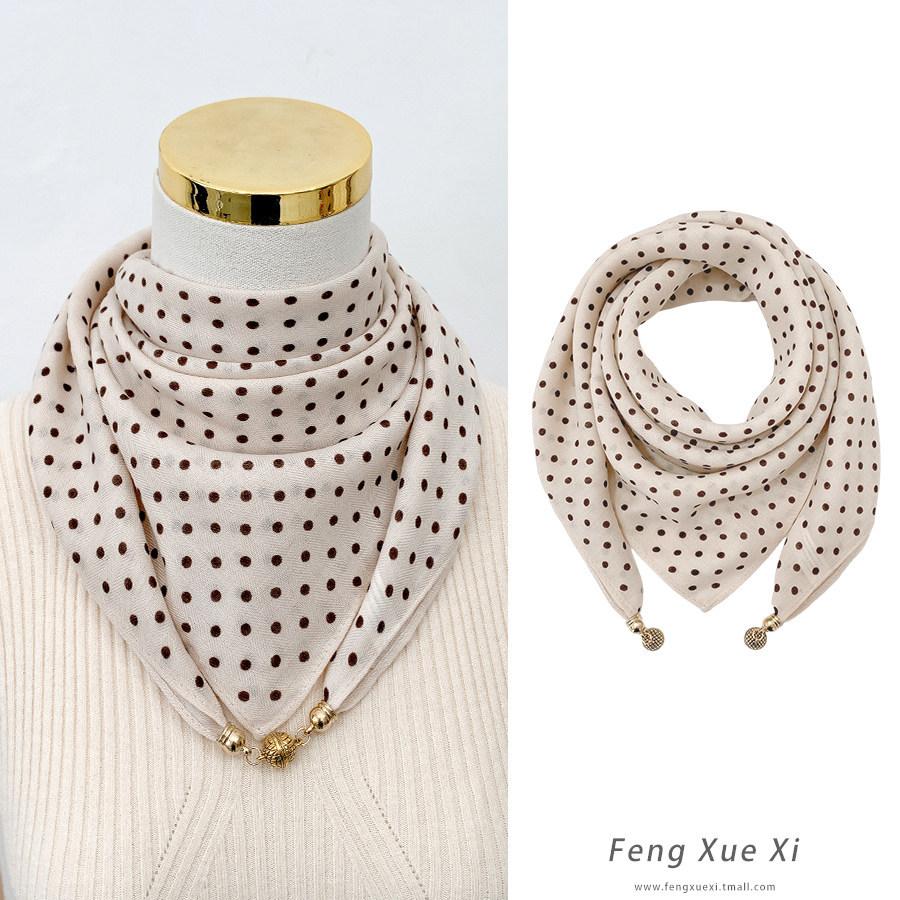 Magnetic buckle triangular small square scarf silk scarf women's spring and autumn summer shirt neck protection scarf thin scarf 71x71