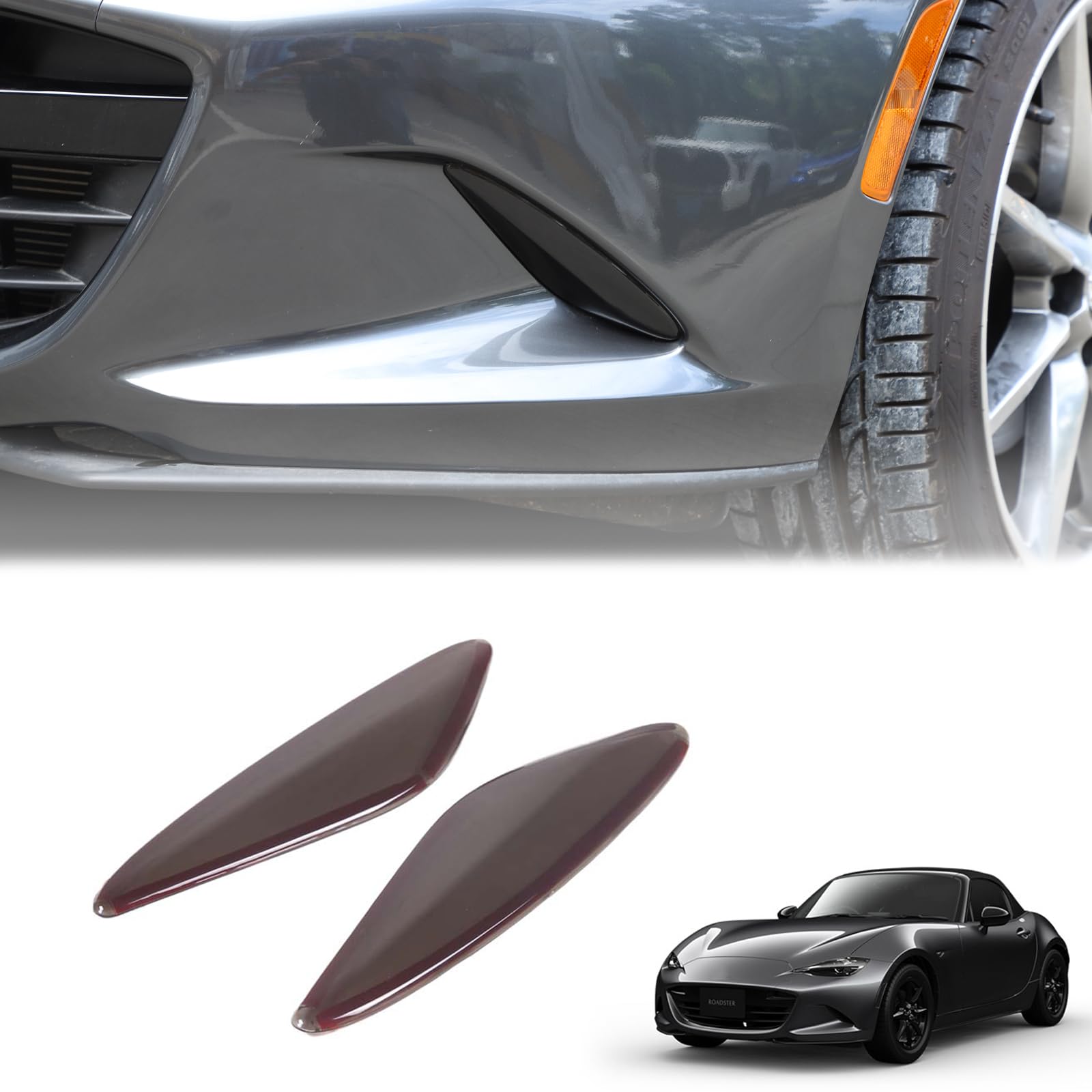

Hcilloend Front Fog Lamp Covers for New Mazda Roadster RF ND Series Smoke Easy Decorative Exterior Custom Set of 2 (2016-2024), Color, ABS,