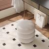 Sgabello da Toeletta Lussuoso Stile Cremoso - Sgabello Rotondo in Lana per la Camera da Letto delle Ragazze, Pouf Decorativo Minimalista, Comodo Poggiapiedi