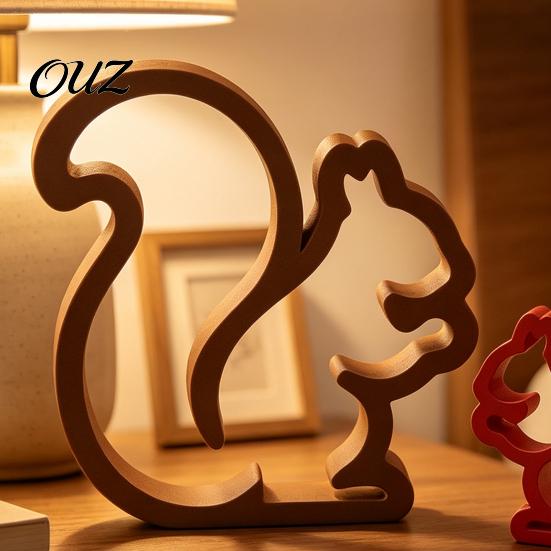 Modern Desktop Decorations for Living Room 3D Printed Squirrel Figurine, Minimalist Statue, Hollow Animal Ornament Cute Ornaments Office and