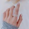 Versatile Open Adjustable Women's Geometric Hollow Ring - Trendy Simple Round Bead Patchwork Design