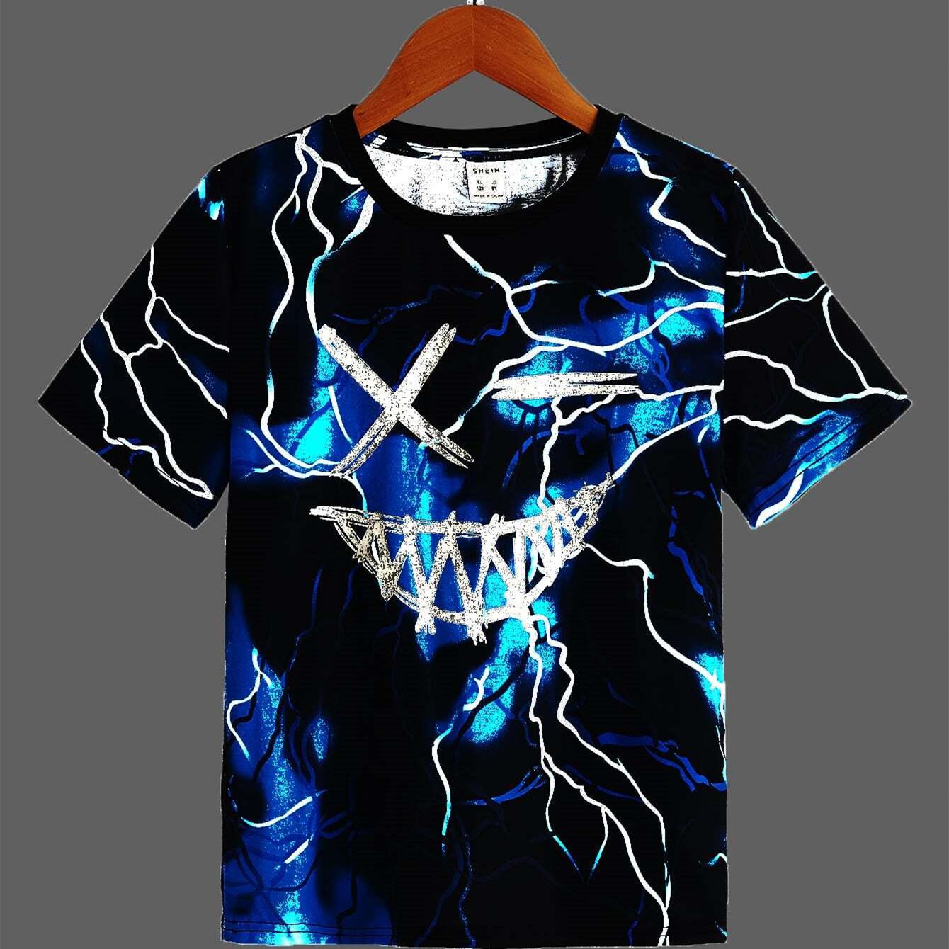 

Футболка для мальчика со светоотражающим рисунком в виде мультфильма, стильный и повседневный стиль, подходит для повседневной летней носки 140