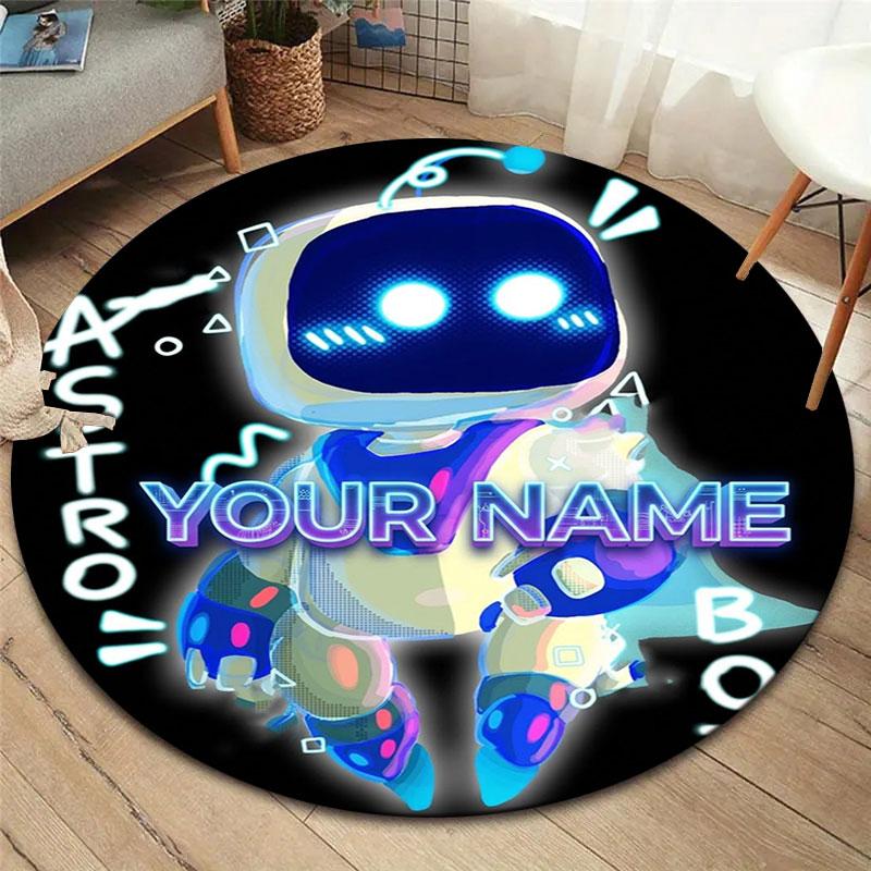 ASTRO BOT Custom Name Round Area Rug,Carpet Rug for Living Room Bedroom Sofa Playroom Decor,Non-slip Floor Mat