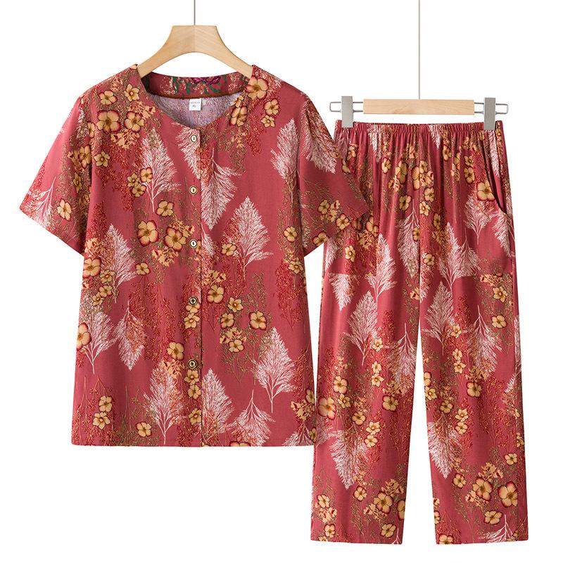 2026 New Style Lightweight Summer Cardigan and Short-Sleeve Set for Middle-Aged and Elderly Women