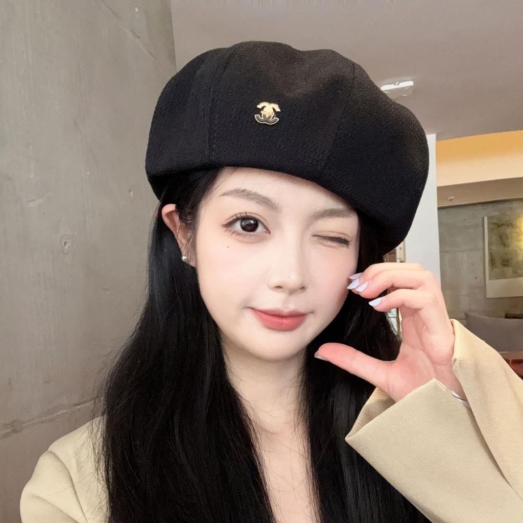 New cute bow beret spring and autumn versatile face little cloud painter hat