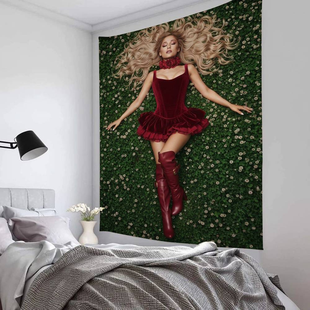1PC Famous Singer AAriana Grande Tapestry Art Printing Japanese Wall Tapestry Anime Wall Hanging Home Decor