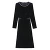 Velvet Hepburn Style Slim Black Formal Dress - Elegant Autumn/Winter Women's Long Dress