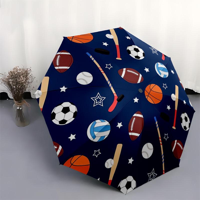 1pc Sports Balls Pattern Umbrella with Plastic Handle,Suitable for All Seasons Home Travel Outdoor UmbrellaDD1769