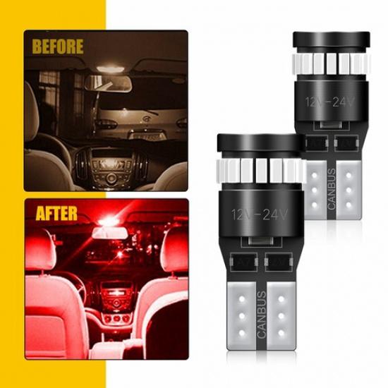 AUXITO 2x T10 LED License Plate Light Bulbs Super Bright Red 168 2825 194 W5W I