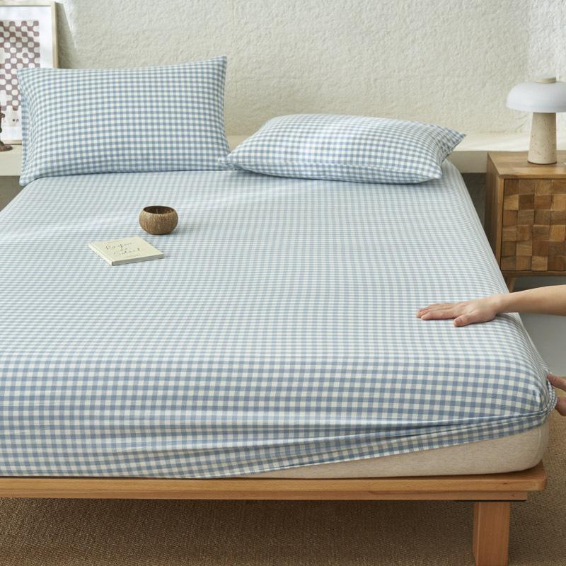 Premium Cotton Plain Fitted Sheet Deep Pocket Elastic Edges Non Slip Sheet Home Mattress Protector Soft Sheets Couvre Lit