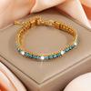 ZMZY Gold Color Women's Cubic Zirconia Stainless Steel Bracelet Adjustable Link Lightweight Non Tarnish Iced Out Chain Bracelet