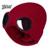 Caldo Berretto Morbido in Acrilico Lavorato a Maglia con Occhiali Unisex Cappello Invernale Foderato in Pile Antivento Termico Cuffia per Ciclismo Sci Moda da Strada