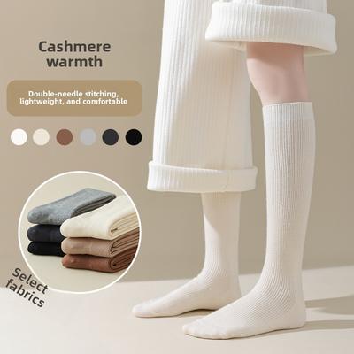 Damen Winter Fleece Wadenstrümpfe, Dicke und Warme Doppelnadel-Frottee-Socken für Herbst und Winter