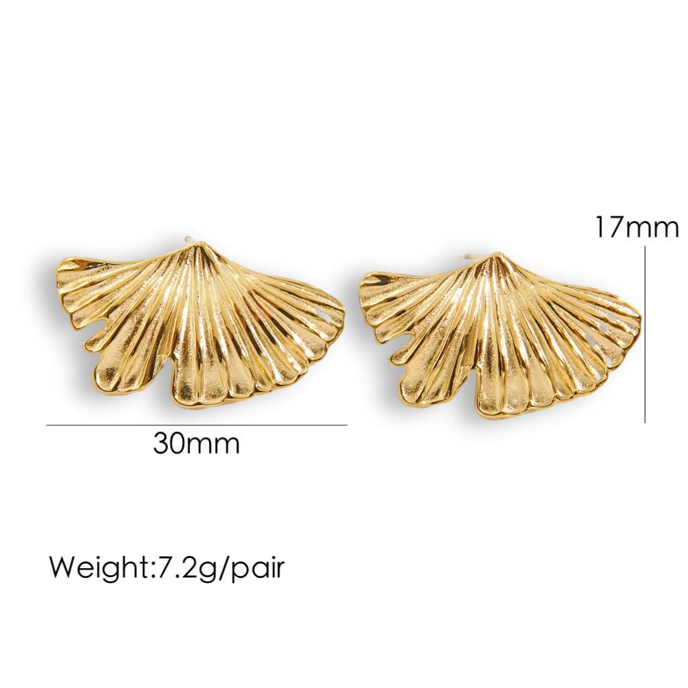 CARLIDANA Gold Plated Geometric Fan-shaped Circle Exaggerated Statement Punk Stainless Steel Twisted Earring Jewelry for Women