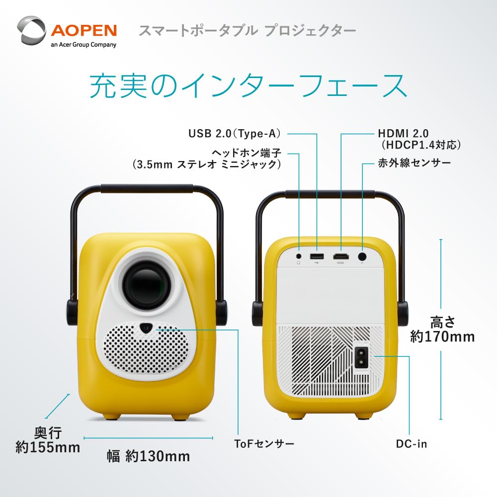 AOPEN LED Smart Portable LCD 6500 250 1080p Full Wireless Carry 3W Bluetooth QF23sY Projector, Type, Lumens, ANSI, HD, Autofocus, Projection, 2-in-1,