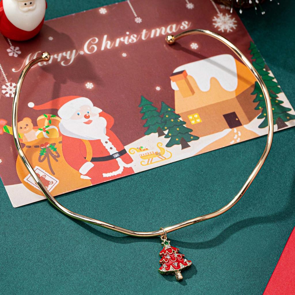 A Simple and Elegant Christmas Tree Pendant Collar Jewelry Zinc Alloy Enamel Christmas Tree Pendant Christmas Jewelry Gift