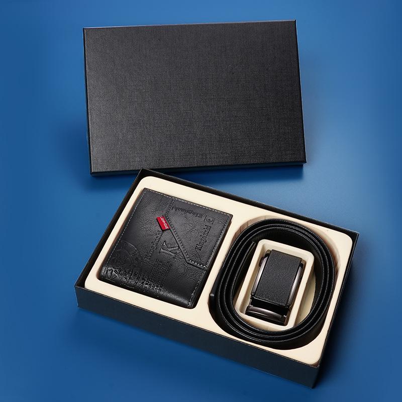 

Мужской случайный подарок ремень кошелек подарочная коробка автоматическая пряжка брючный ремень набор кошельков подарок подарок 115cm