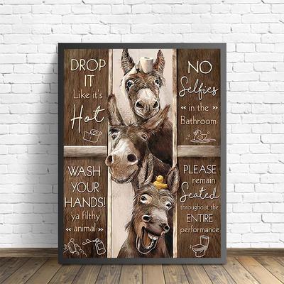 Lustige Toilettenregeln, Wandkunst, Leinwandmalerei, Badezimmer, Tier, Kuh, Esel, Giraffe, Poster und Drucke, HD-Bild, Badezimmer, Wohnkultur