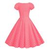 Women's - Retro Skirt With Bubble Short Sleeved Polka Dot Printed Large Skirt Hem Dress