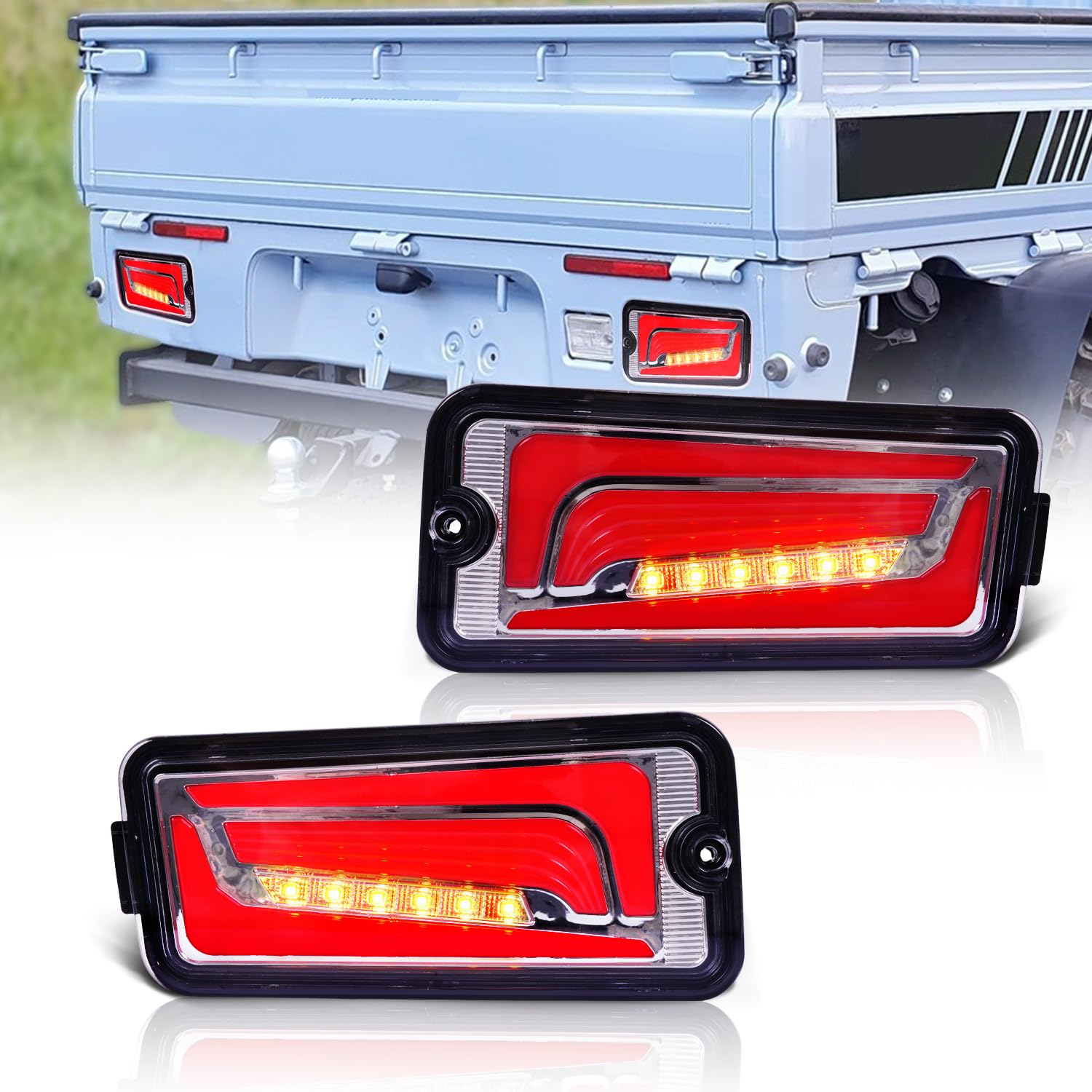 

Archaic Hijet Truck Jumbo Tail Lamps for and S510 Series Genuine Replacement LED Tail Lamps with Sequential Turn and Resistors Set S500P, S510P, S500,