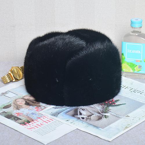 Men Mink Fur Hat New Fashion Men's Real Mink Fur Cap Winter Warm Top Hat Headgear Beanie Beret Natural Real Mink Fur Cap For Men