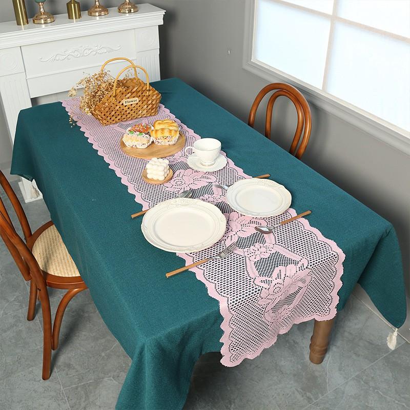 Christmas Table Runner American Country Lace Tablecloth Dining Coffee Decor