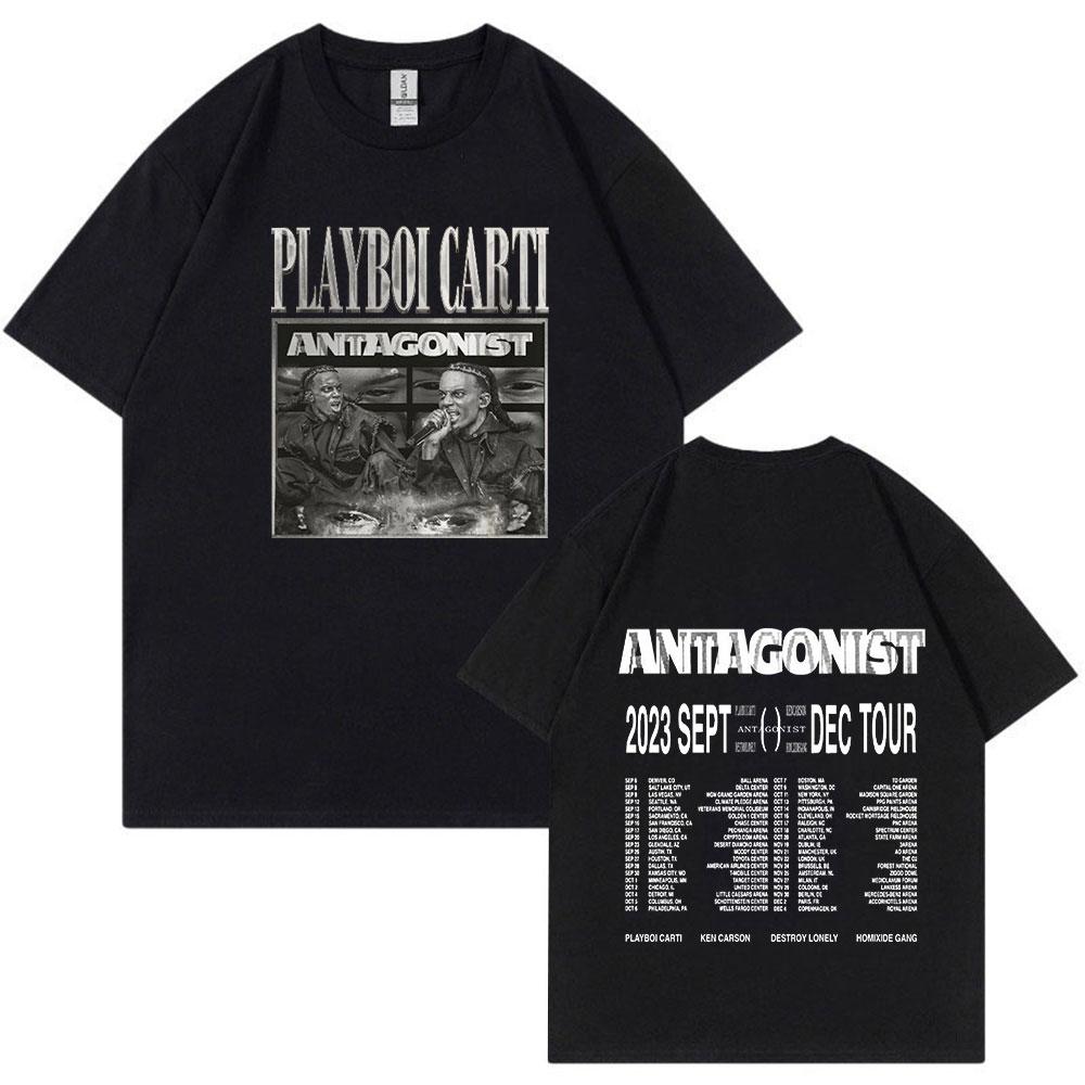 Rapper Playboi Carti Antagonist Tour T-shirt 2023 Concert Fans T Shirt Men's Fashion Hip Hop Short Sleeve Oversized T-shirts