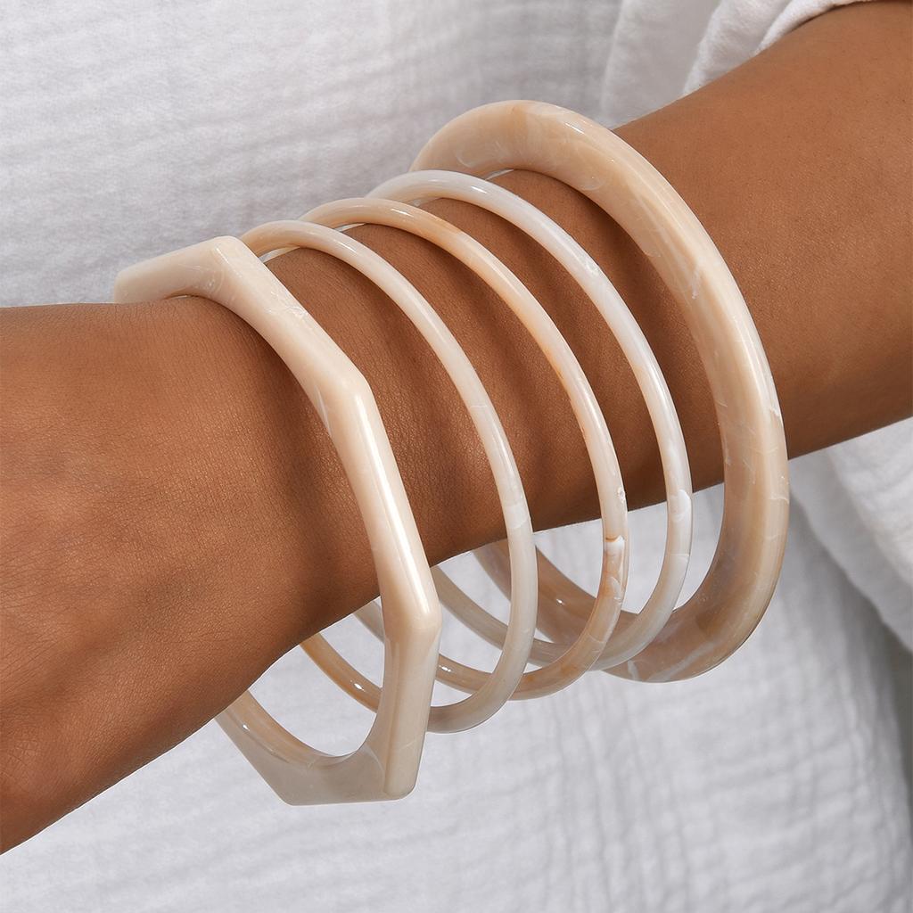 iF ME Zestaw Vintage Bransoletek z Żywicy Akrylowej, Minimalistyczne Luksusowe Stackable Bangles dla Kobiet